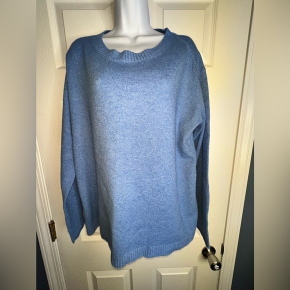 J. Jill Women's Medium Tall Blue Cotton Knit Crewneck Sweater Tunic Top MT - Picture 10 of 11